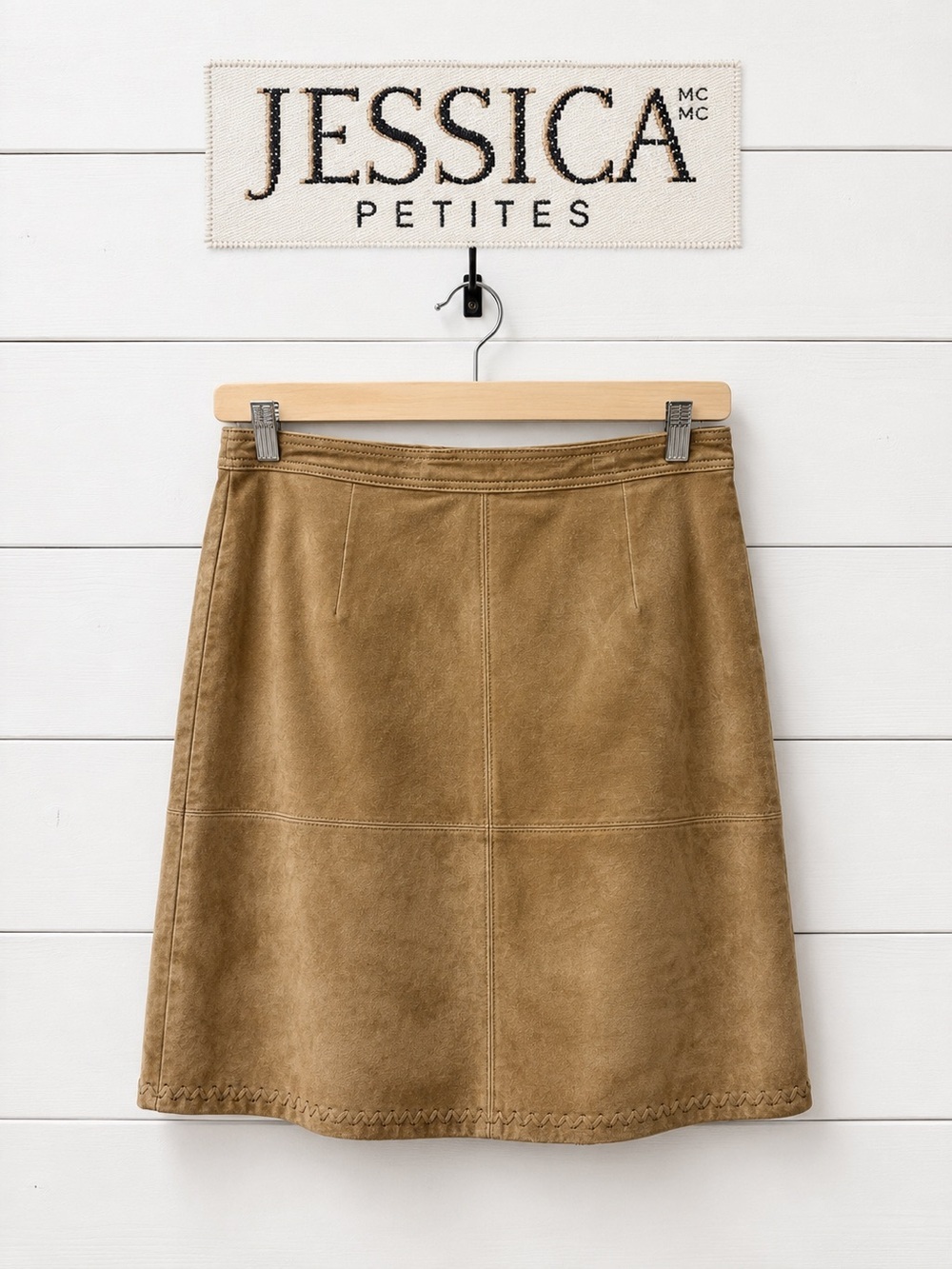 Jessica Petites Genuine Suede Skirt – Taupe – Size 14 Petite
